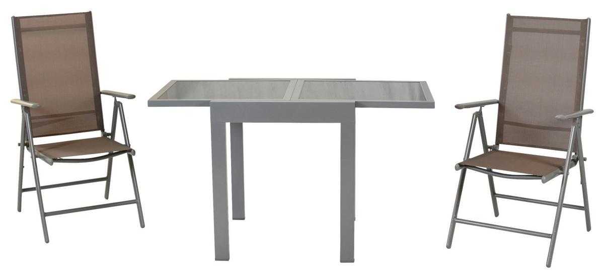 GARTENSET AMALFI - Taupe/Silberfarben, MODERN, Textil/Metall - Gardenson