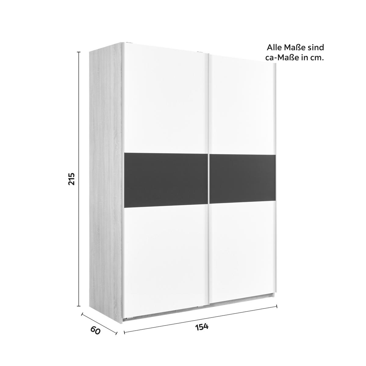 SZAFA PRZESUWNA/PODWIESZ.DRZWI SANDRA - kolor dębowy/czarny, Modern, drewno (154/215/60cm) - Bessagi Home