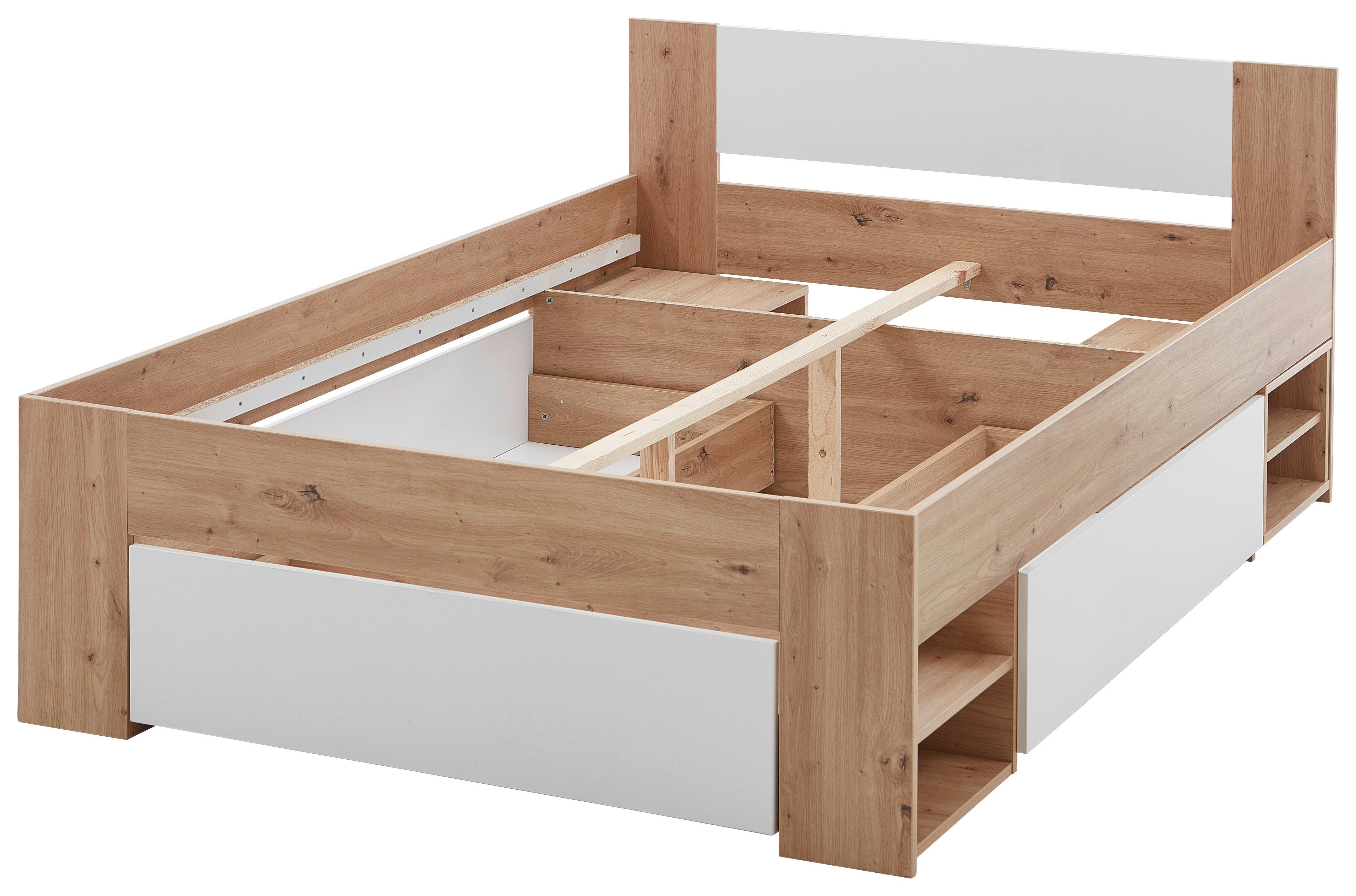 BED AZURRO 2-120 - Wit/Eikenhout Artisan, Modern, Houtcomposiet (120/200cm) - Mömax