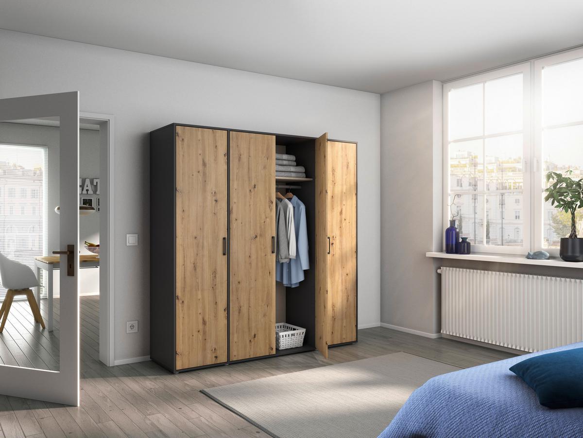 DULAP  USI ROTATIVE VOYAGER - stejar Artisan/gri, Modern, material pe bază de lemn (187/194/53cm) - Modern Living