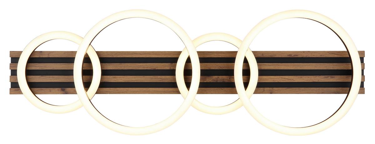 LED-DECKENLEUCHTE 67353D4 TISHA - Weiss/Dunkelbraun, Natur, Holzwerkstoff/Kunststoff (86/30/9,5cm) - Globo