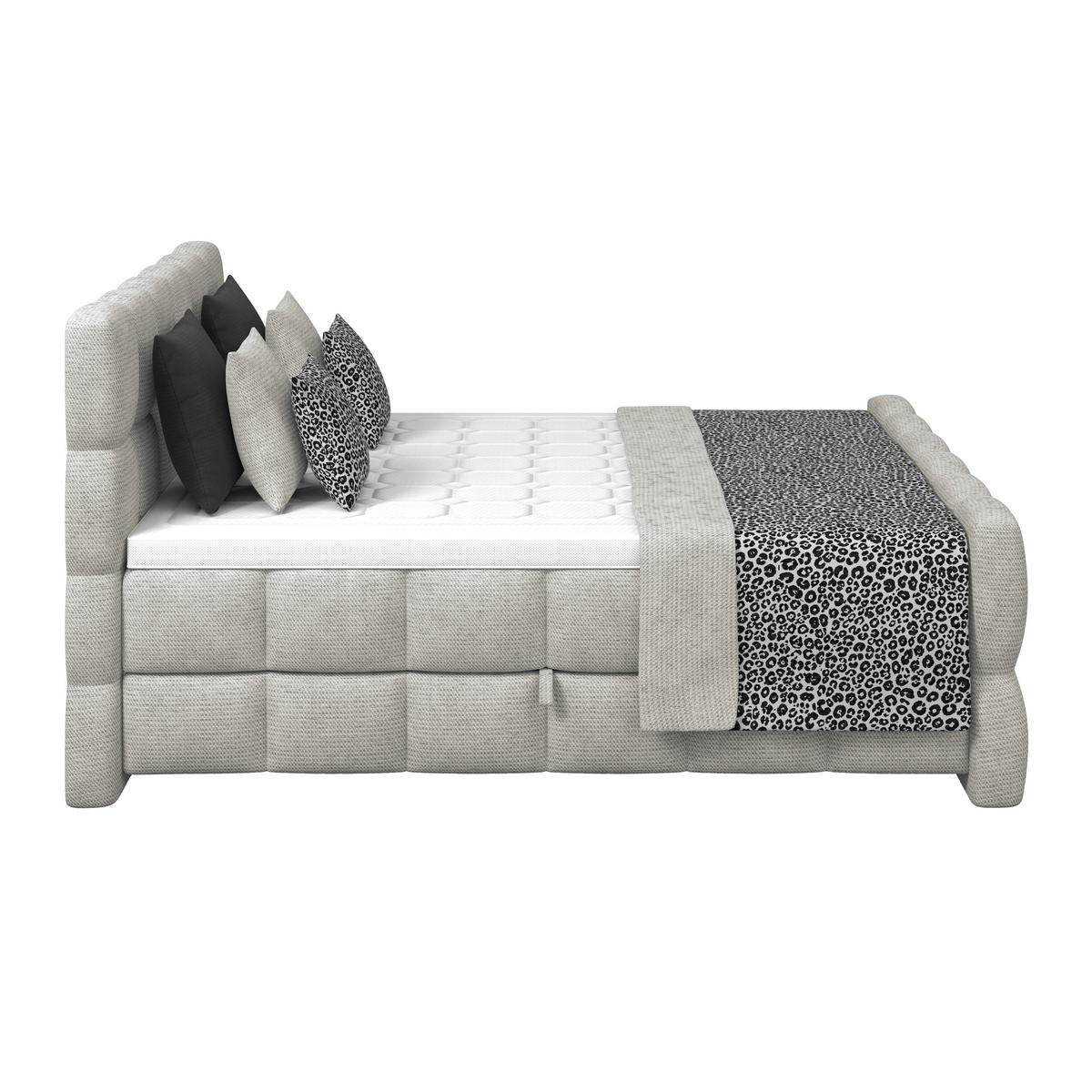 Postelja Boxspring Brisbane, Ekru Barva, 180x200 - črna/ekru, Trend, umetna masa/tekstil (180/200cm) - Premium Living