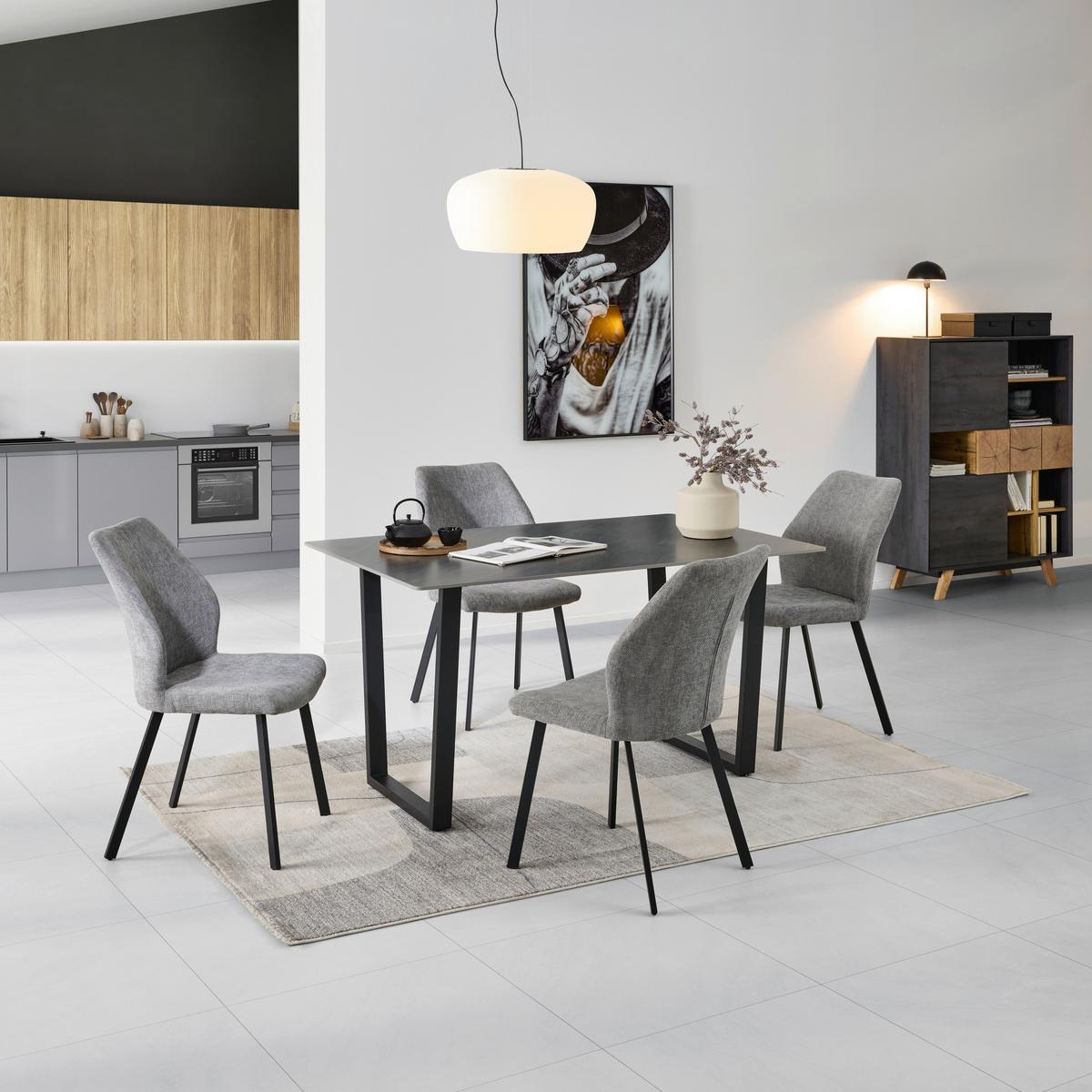 Jedilna Garnitura Perth, Temno Siva, 5-Delno - temno siva, Konvencionalno, kamen/kovina (90/140/76cm) - MID.YOU