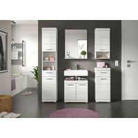 Badezimmer SCOUT 5-teilig Weiß Hochglanz - Weiß Hochglanz/Silberfarben, MODERN, Glas/Holzwerkstoff (154cm) - MID.YOU