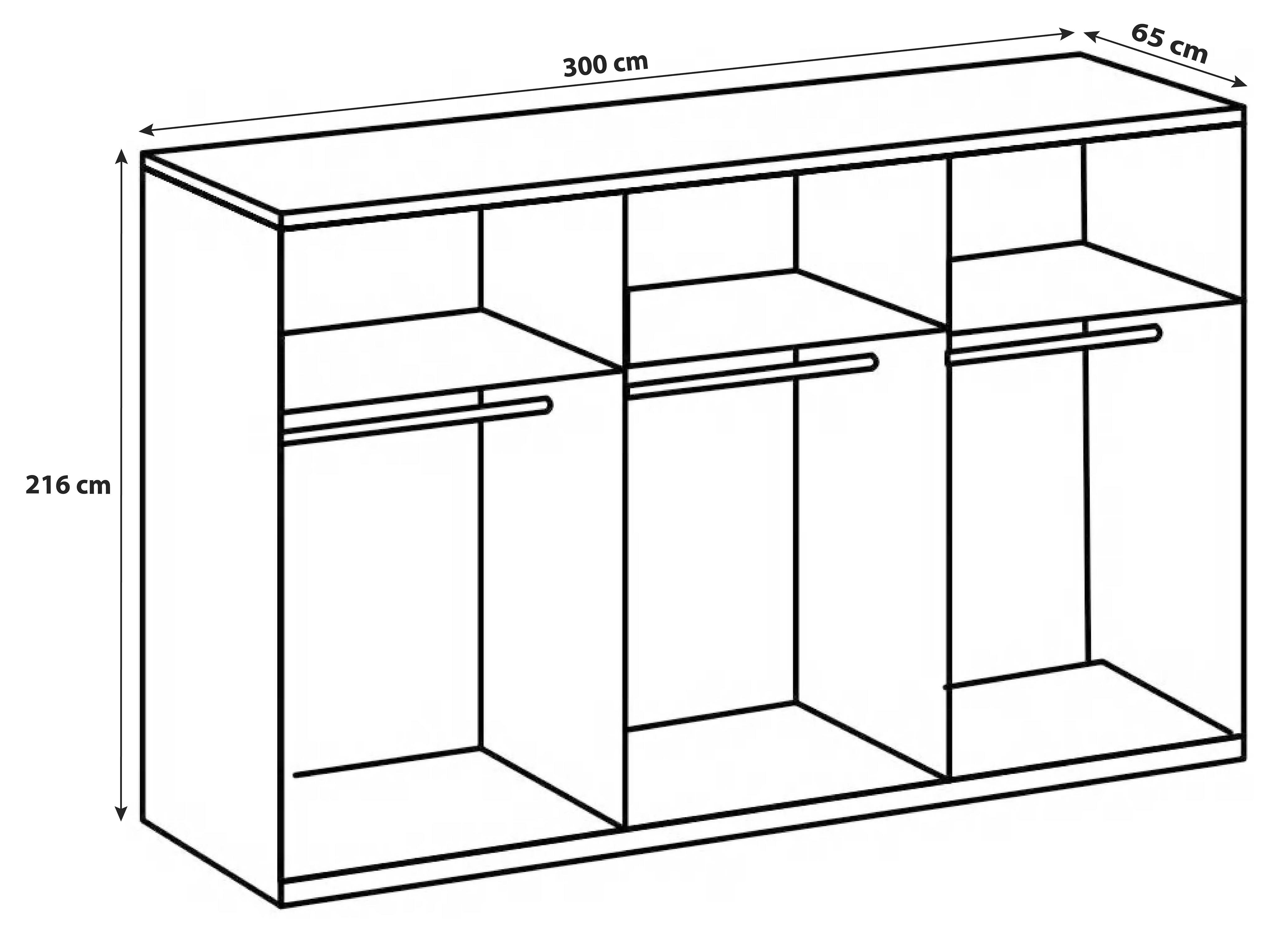 Ormar S Kliznim Vratima Level 36a - boje hrasta/boje kroma, Moderno, drvni materijal (300/216/65cm) - Modern Living