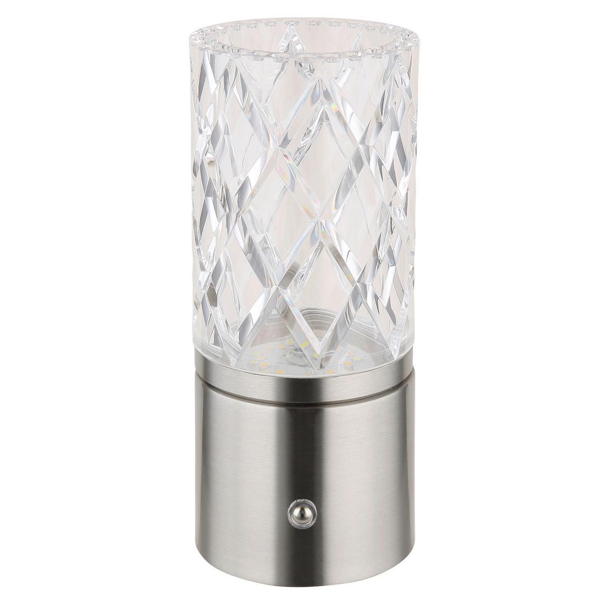 AKKU-TISCHLEUCHTE 21010N LUNKI - Klar/Chromfarben, Konventionell, Kunststoff/Metall (8/19cm) - Globo