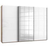 Schwebetürenschrank Level 36D ca. 300x216x65 cm Weiß - Chromfarben/Weiß Hochglanz, MODERN, Holzwerkstoff/Metall (300/216/65cm) - MID.YOU