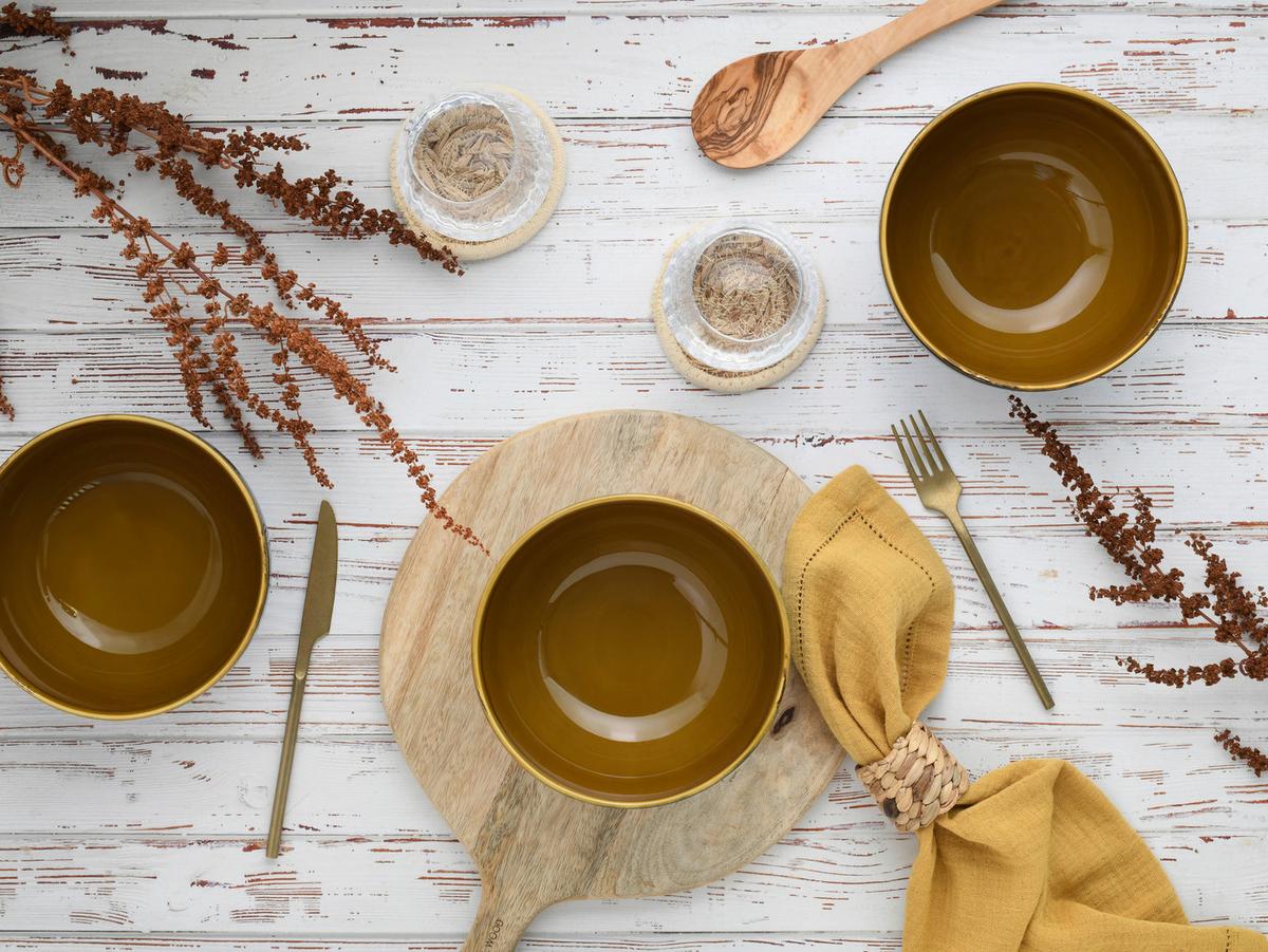 Schüsselset Mallorca Blau/Braun, 4-teilig - Blau/Braun, Basics, Keramik (17,5cm) - Creatable