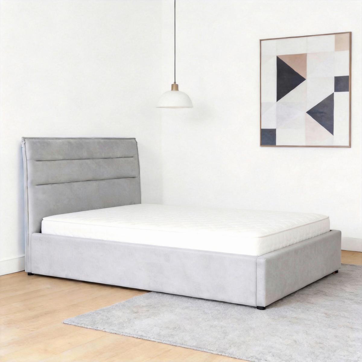 Polsterbett Sienna Hellgrau ca. 120x200cm - Hellgrau/Schwarz, LIFESTYLE, Holz/Kunststoff (120/200cm) - Based