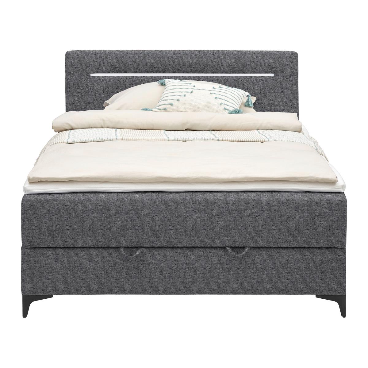 Boxbett Jerry in Grau ca. 120x200cm - Schwarz/Grau, KONVENTIONELL, Textil (120/200cm) - Mömax