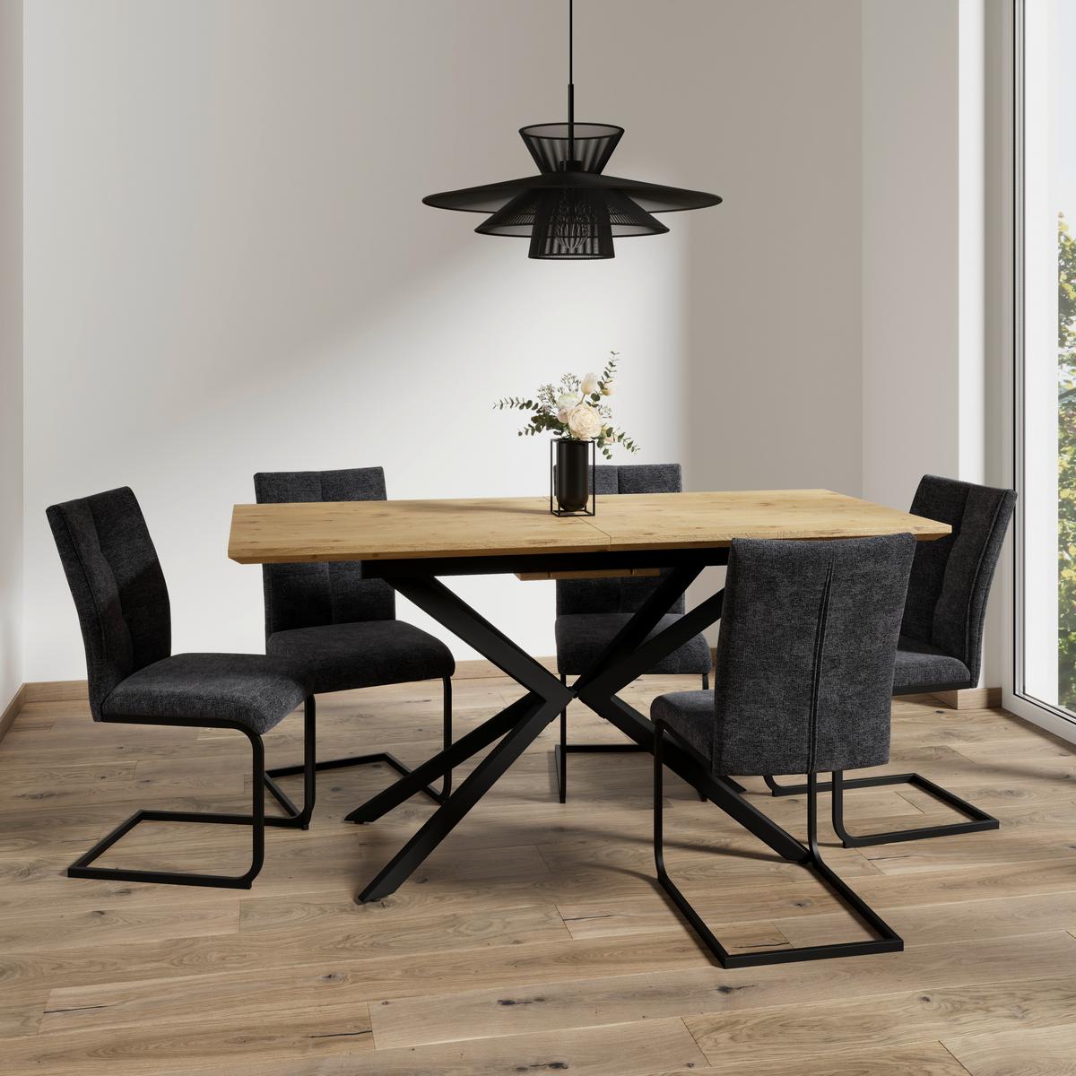 Schwingstuhl Colien Dunkelgrau Webstoff Gepolstert - Dunkelgrau/Schwarz, MODERN, Holz/Textil (46/94/62cm) - Bessagi Home