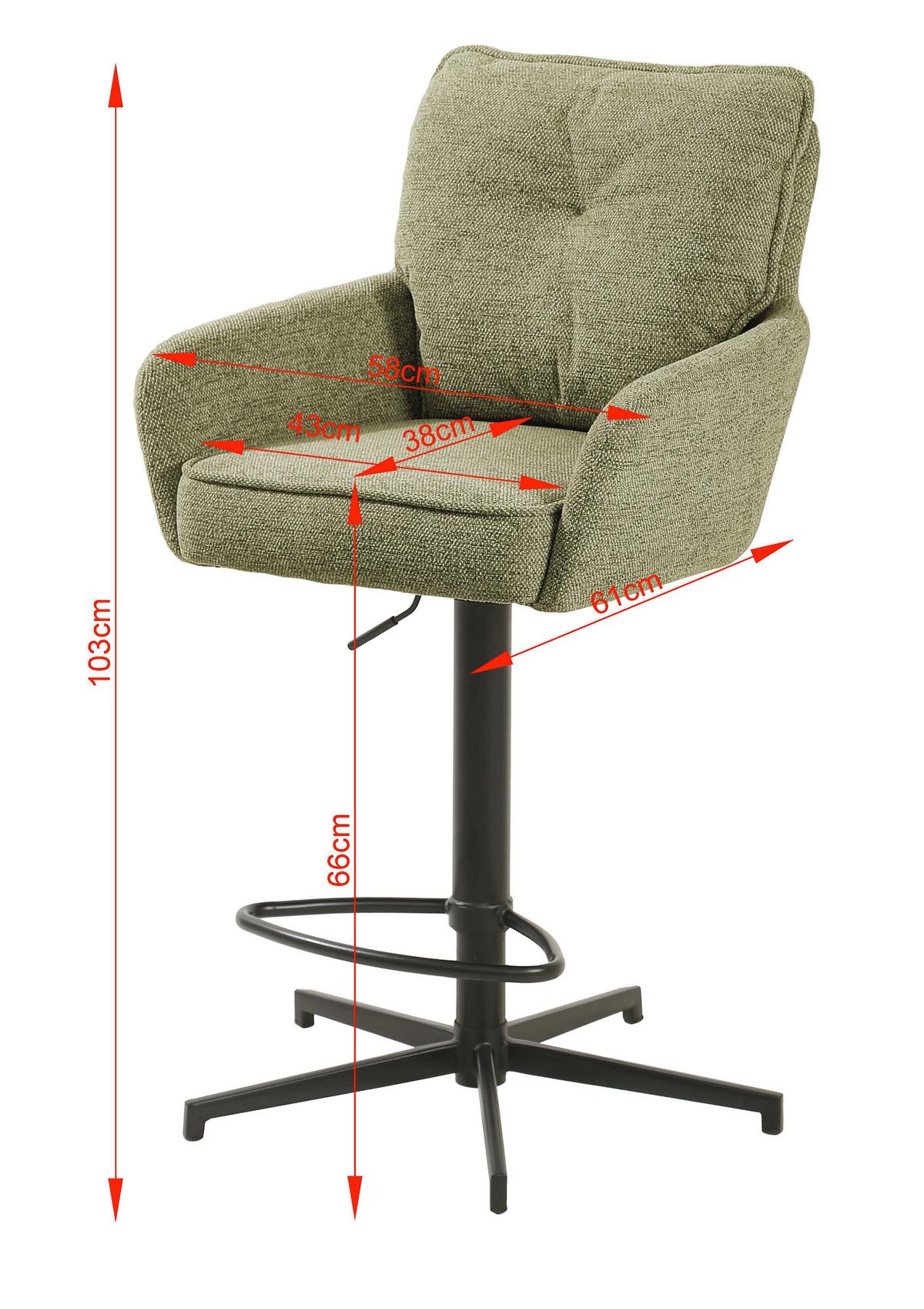 STOŁEK BAROWY BIG JOE -EXKLUSIV- - zielony/czarny, Design, metal/tkanina (58/103-123/61cm) - Novel