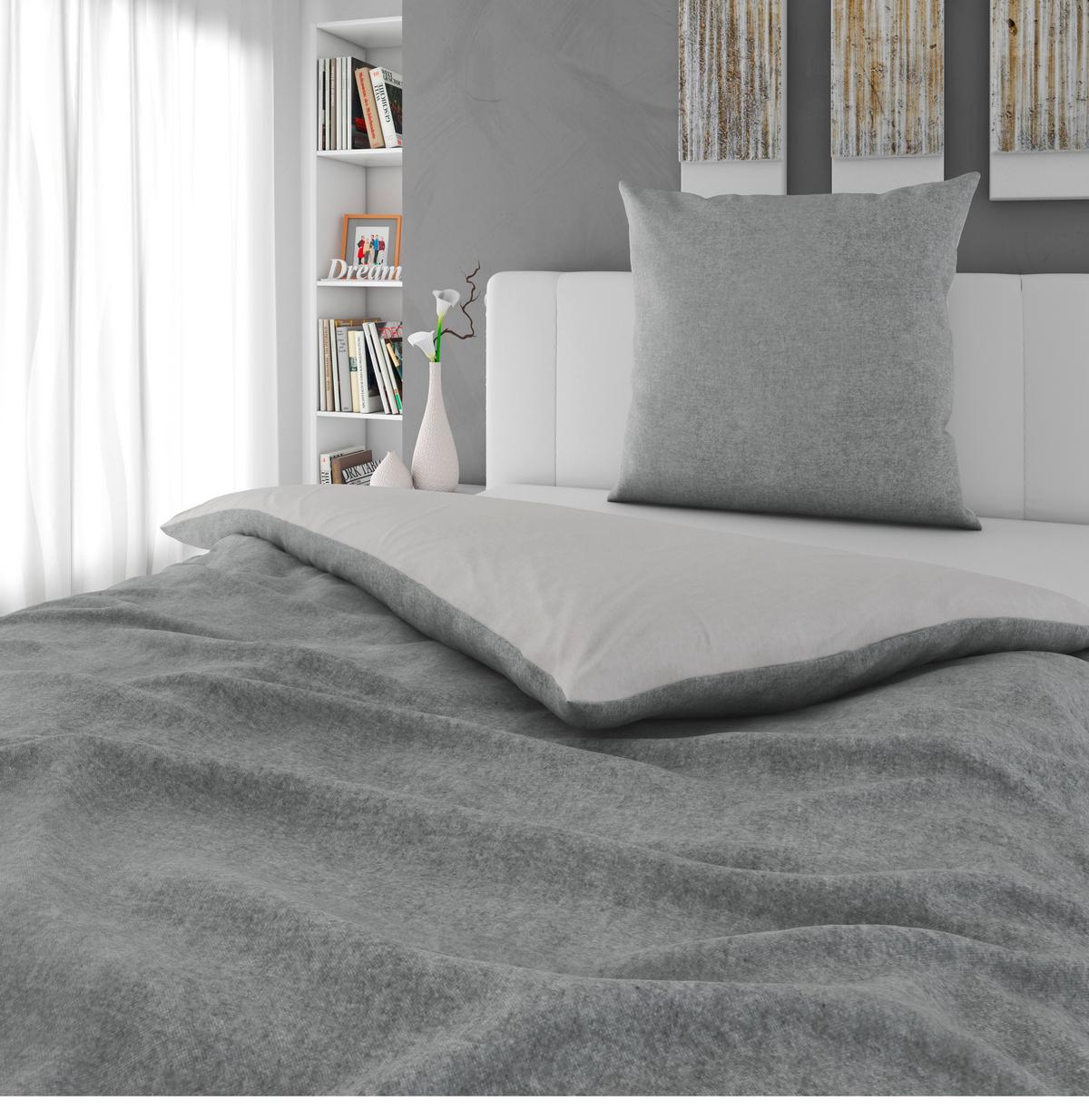POŚCIEL MELANGE UNI - jasnoszary/niebieskoszary, Basics, tkanina (135/200cm) - Novel