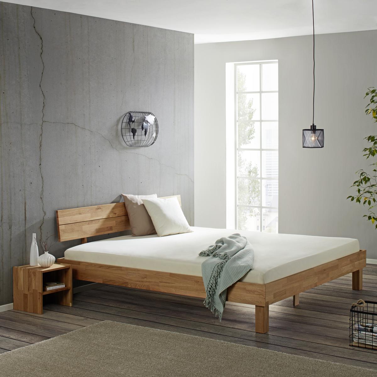 Bett aus Eiche massiv ca. 160x200cm - Eichefarben, KONVENTIONELL, Holz (160/200cm) - ecoTree