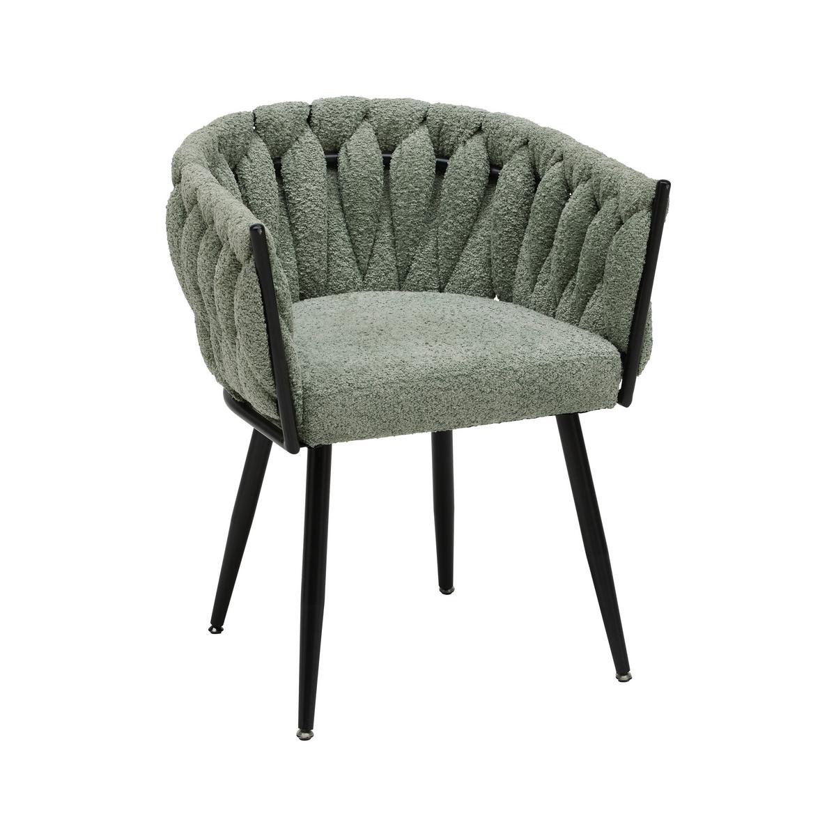 Naslanjač Weavy -Trend- - črna/svetlo zelena, Moderno, kovina/tekstil (64/78/55cm) - Premium Living