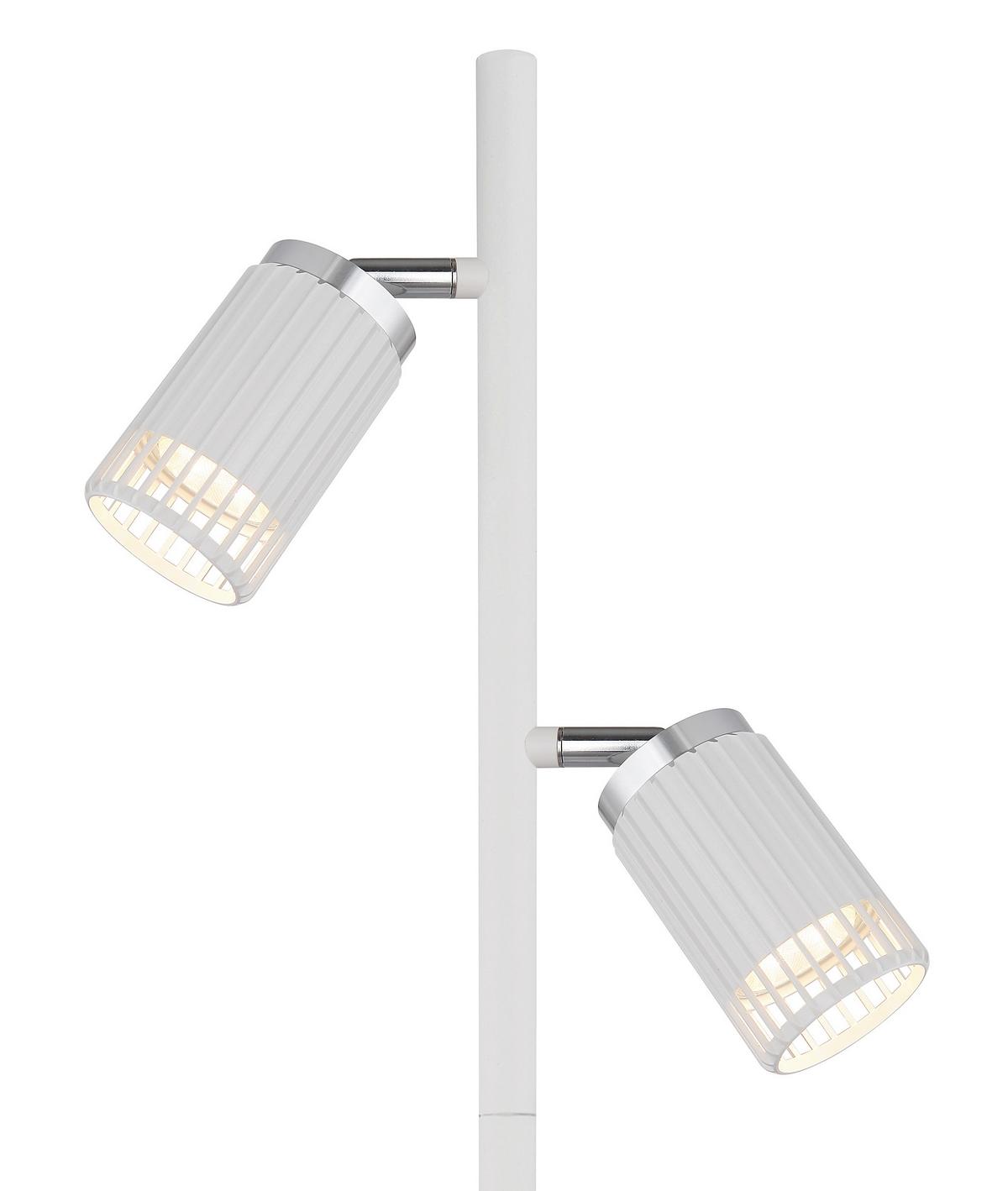 STEHLEUCHTE 57906SW KORBEN - Chromfarben/Weiss, Design, Kunststoff/Metall (27,5/22/158cm) - Globo