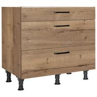 Schubkastenunterschrank Structura Eiche dunkel - Eiche dunkel/Schwarz, MODERN, Holzwerkstoff/Metall (90/87/56cm) - Nobilia