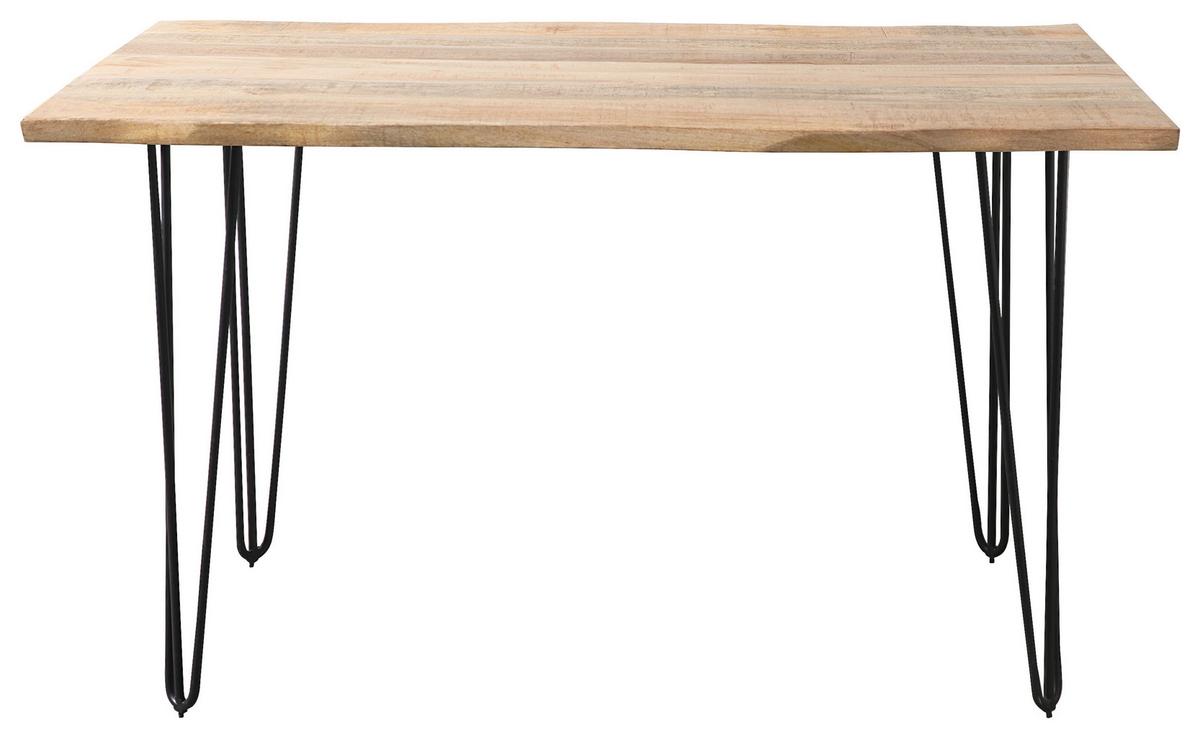 Esstisch Magnus Naturfarben/Schwarz - Schwarz/Naturfarben, Natur, Holz/Metall (120/80/76cm) - Zandiara