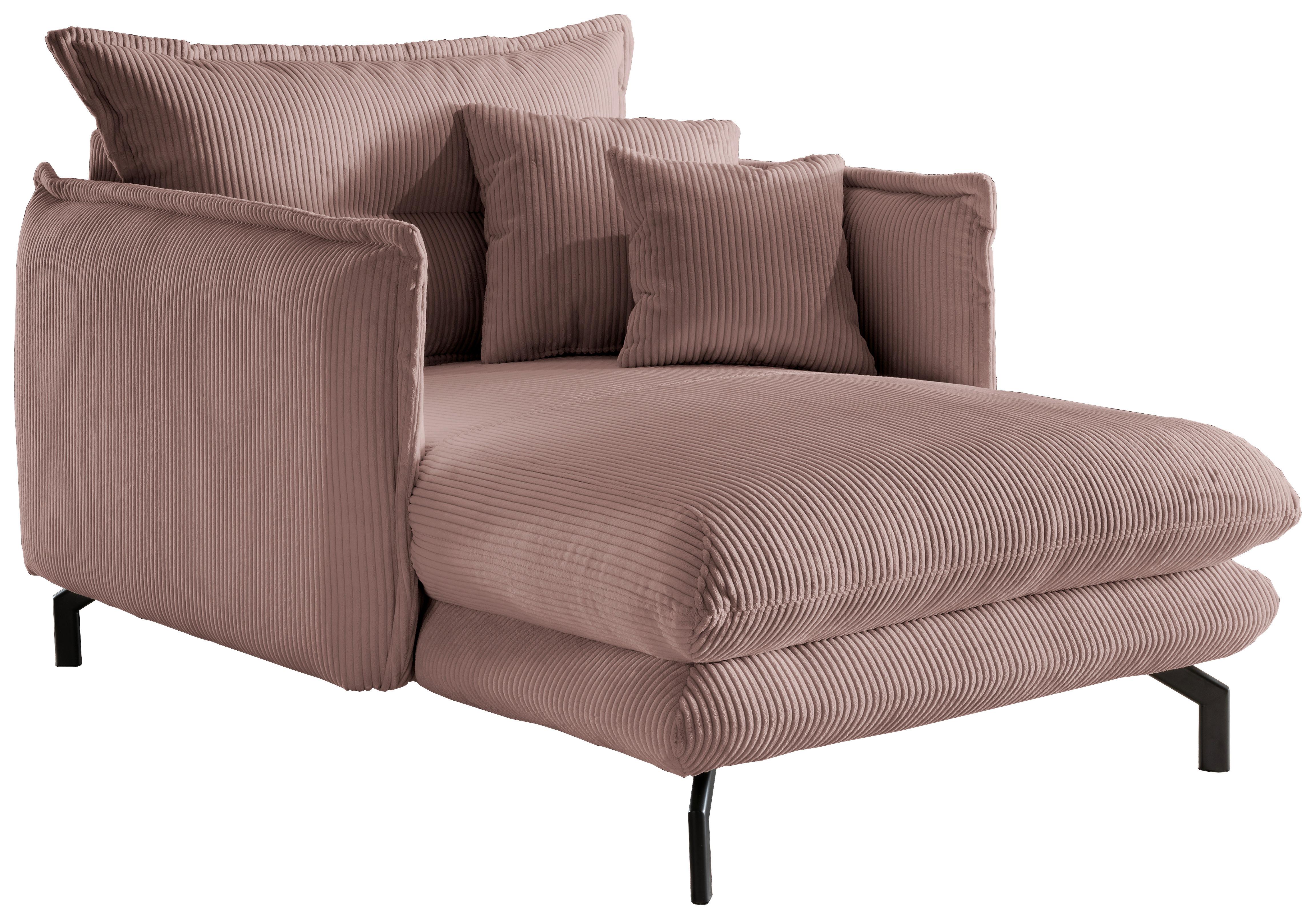 Relaxsessel Lava Rosa Cord - Schwarz/Rosa, MODERN, Textil/Metall (111/101/167cm) - Livetastic