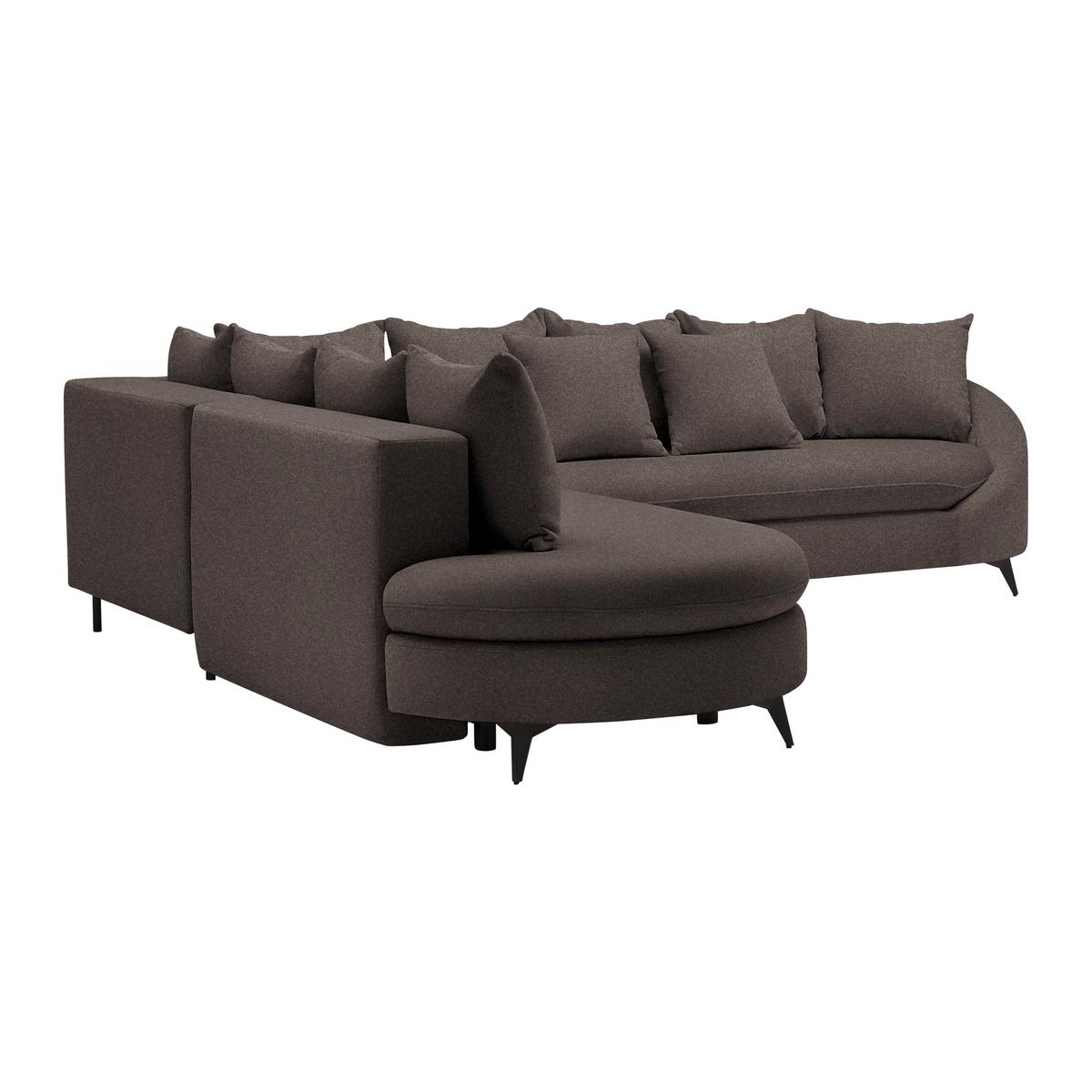 Ecksofa Axel Mokka - Schwarz/Mokka, MODERN, Textil/Metall (250/87/291cm) - Mömax