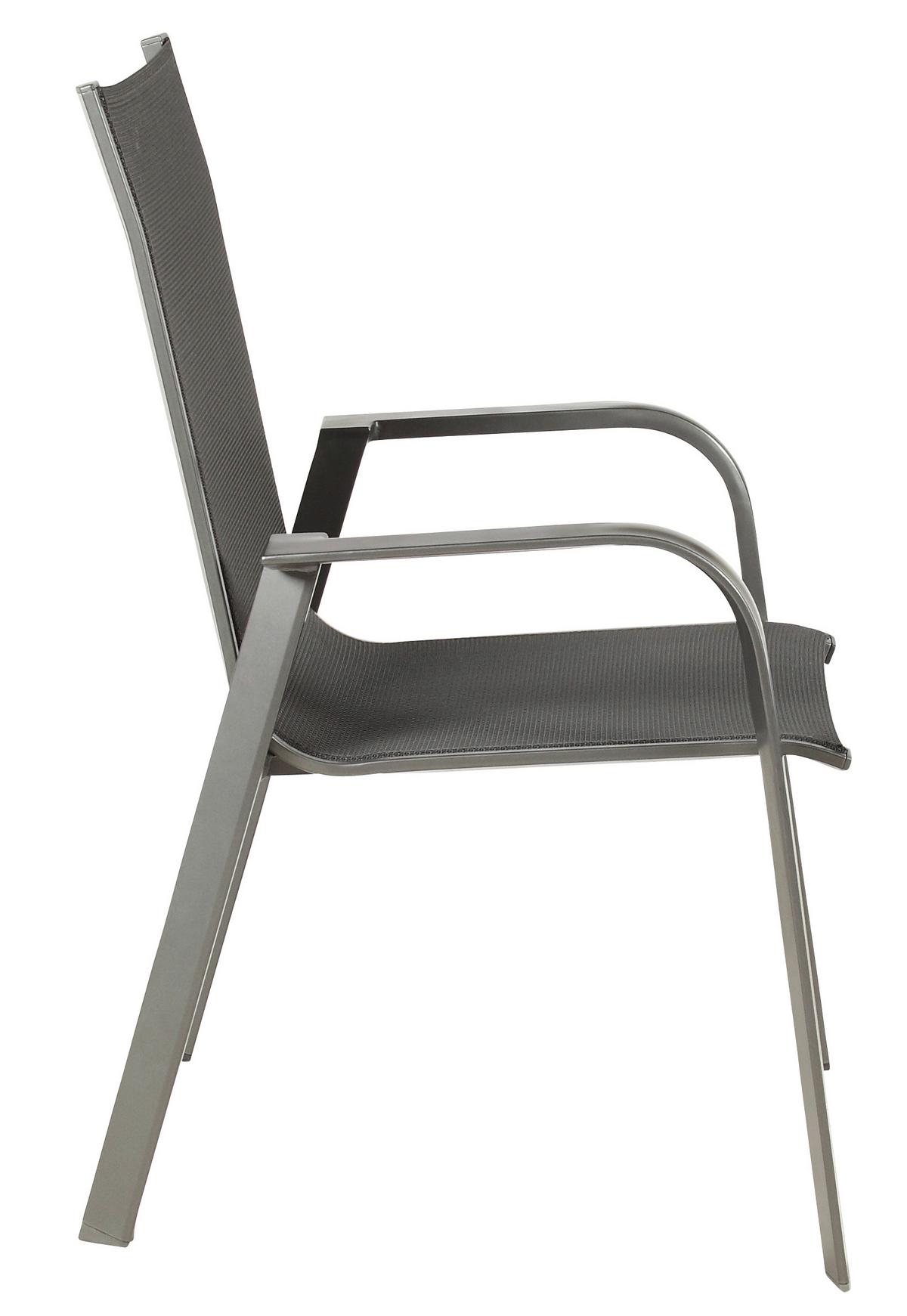 Gartensessel 4er-Set stapelbar Urban Aluminium/Textil - Anthrazit/Schwarz, Basics, Textil/Metall (69/97/62cm) - Acamp