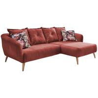 Wohnlandschaft Baggio Koralle Velours - Koralle/Buchefarben, MODERN, Holz/Textil (277/162cm) - Livetastic