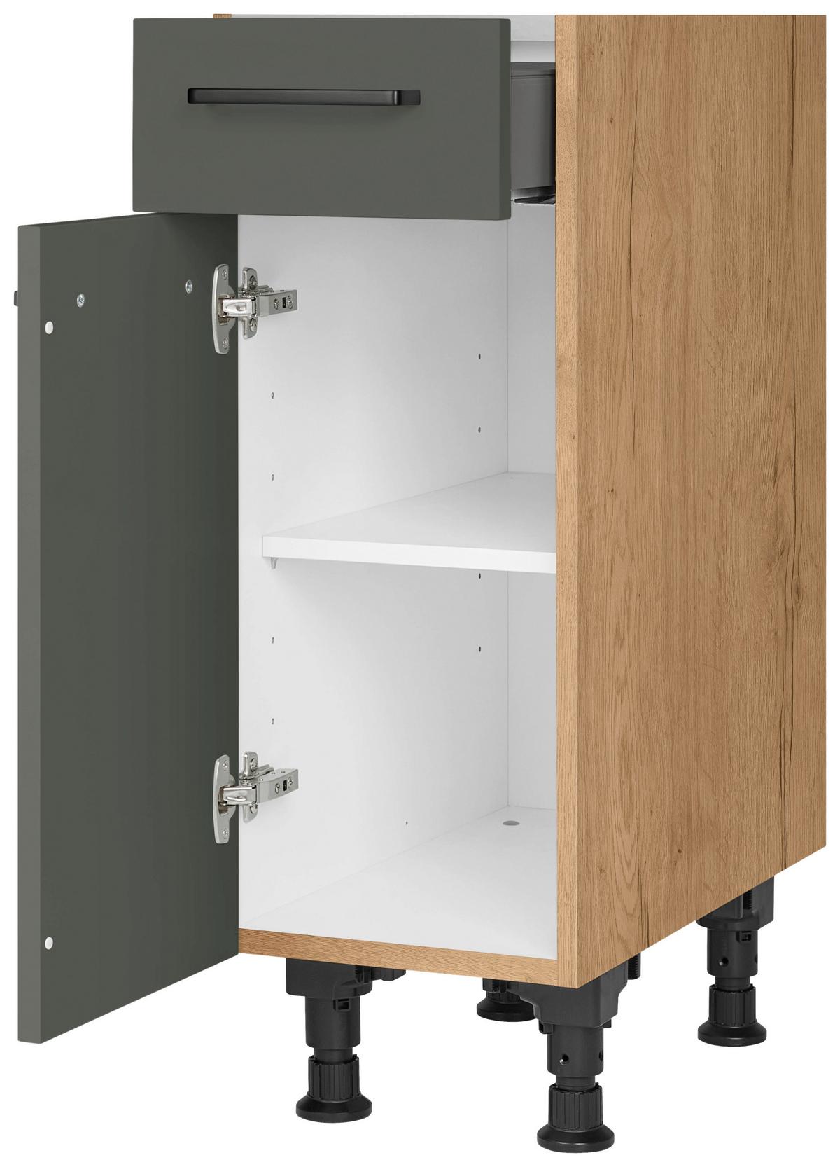 Schubkastenunterschrank Easytouch Grün - Eichefarben/Schwarz, MODERN, Holzwerkstoff/Metall (30/87/56cm) - Nobilia