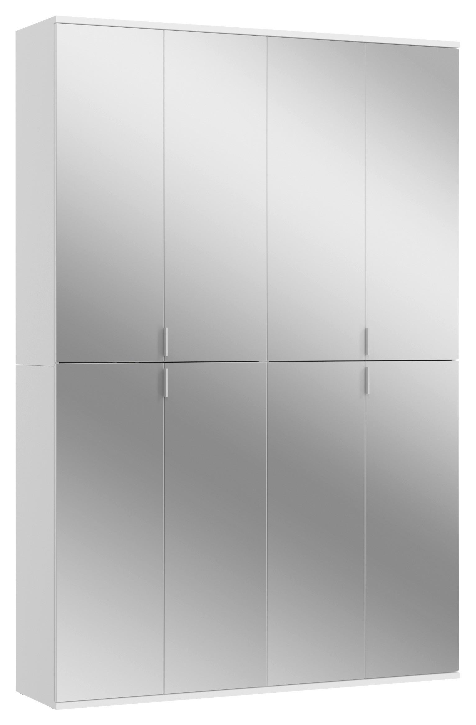 Drehtürenschrank Projekt X ca. 122x193 cm Weiß - Chromfarben/Weiß, MODERN, Glas/Holzwerkstoff (122/193/34cm) - MID.YOU