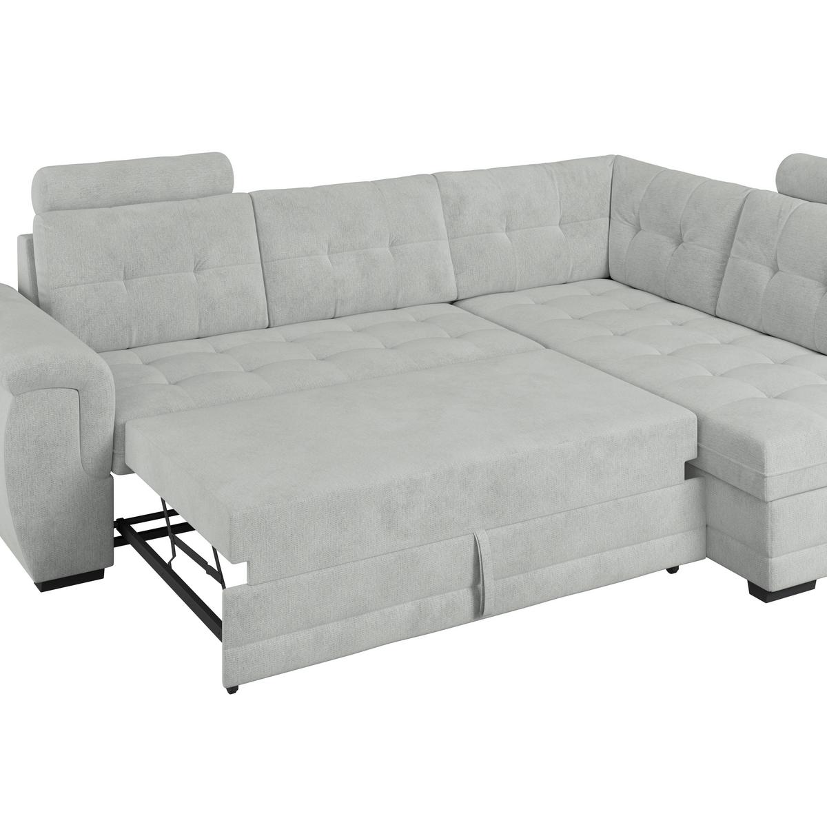 Ugaona Garnitura Falco New - sivo-bela/crna, Konvencionalno, tekstil/plastika (251/183cm) - Ondega
