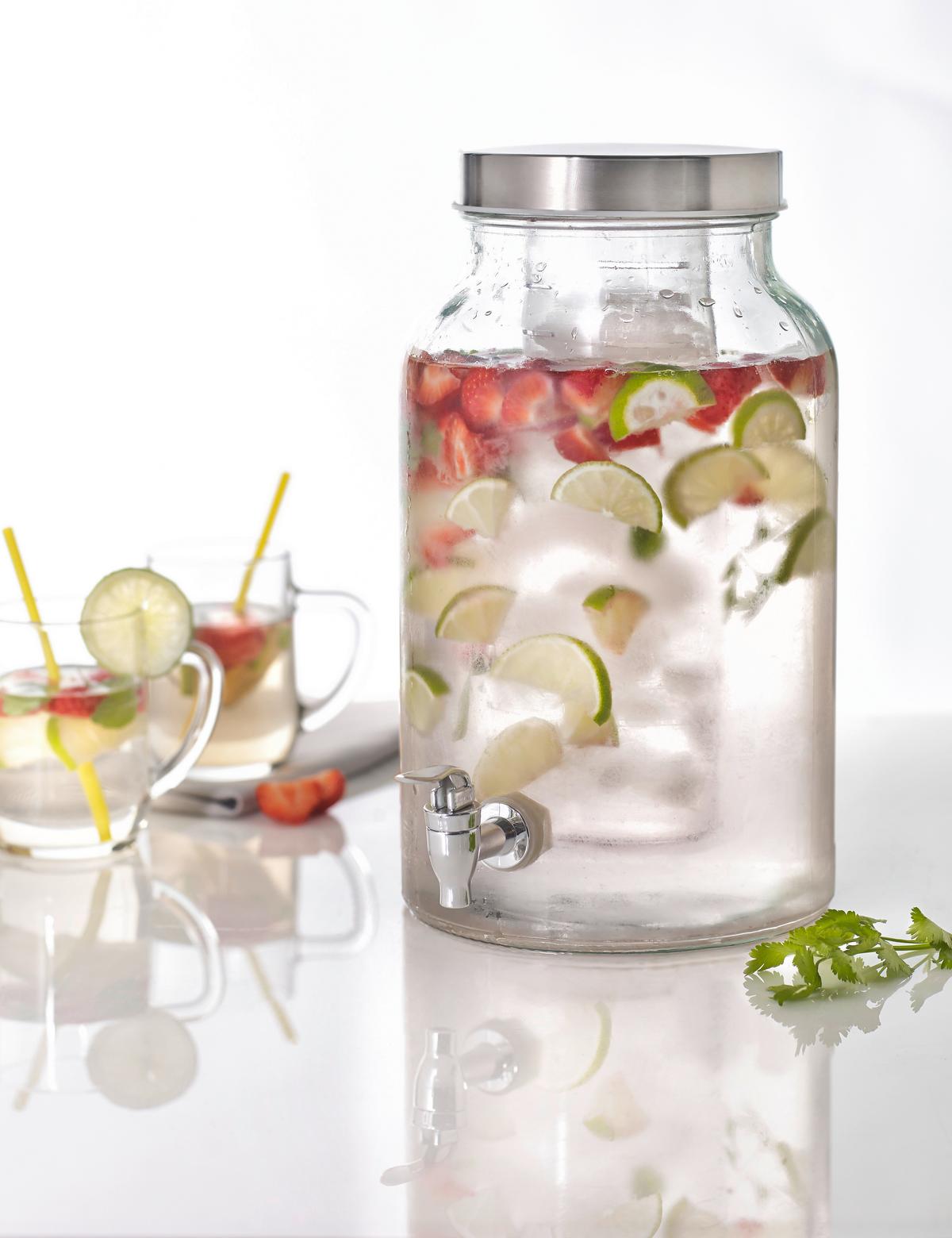 DOZOWNIK DO NAPOJÓW 50684-2 - kolor stalowy/przezroczysty, Basics, tworzywo sztuczne/metal (5,6l) - Novel