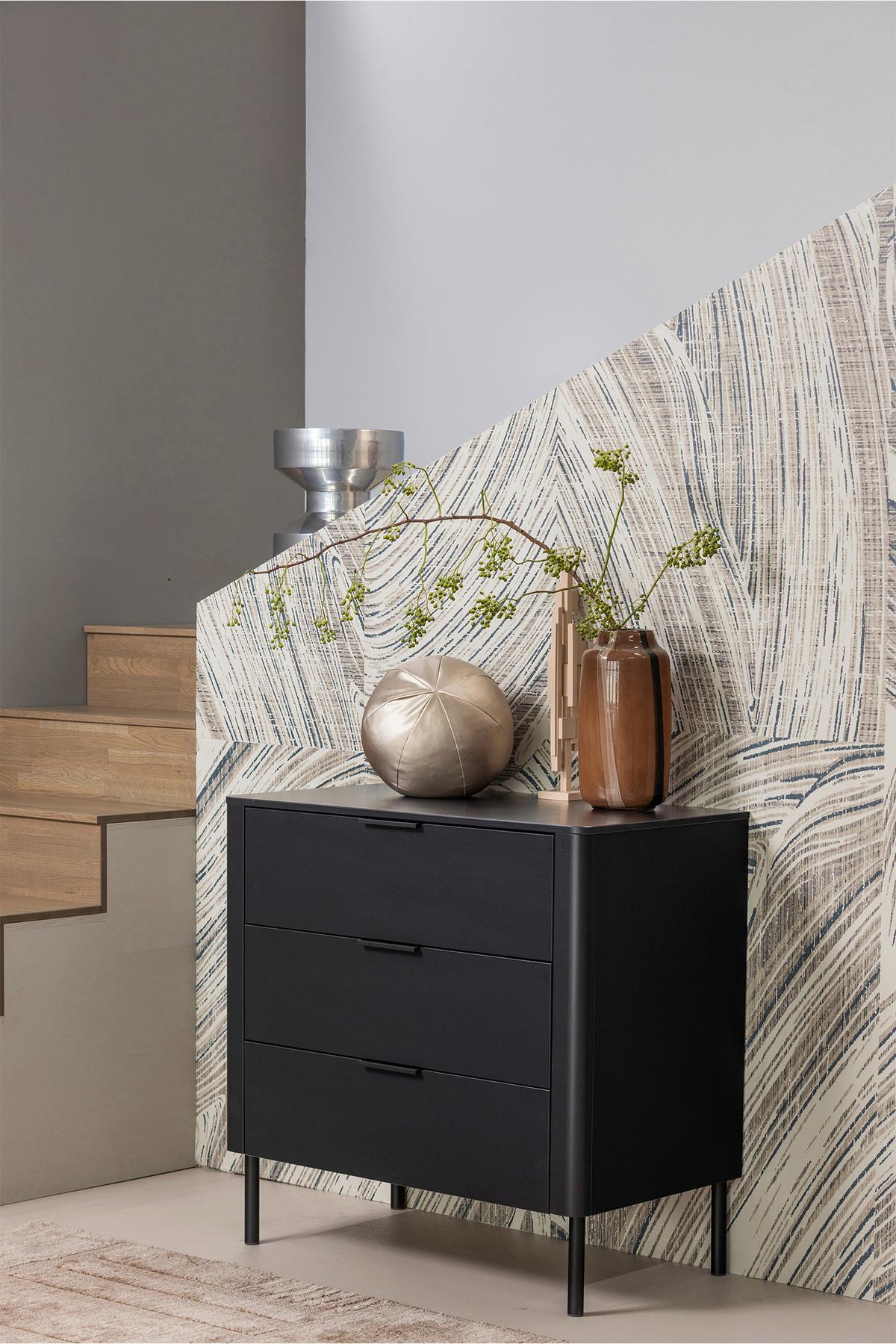 Kommode Gunnar Schwarz B: 94 cm - Schwarz, Design, Holz/Metall (94/93/52cm) - Livetastic