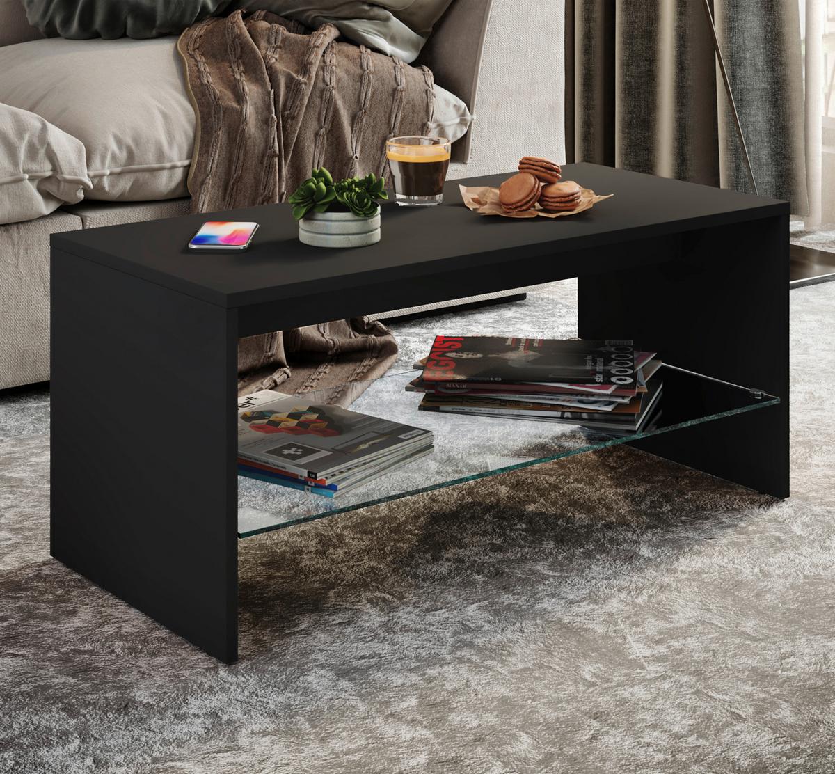 Klubska Miza Wisal, Črna - črna, Moderno, leseni material (90/40/40cm) - MID.YOU