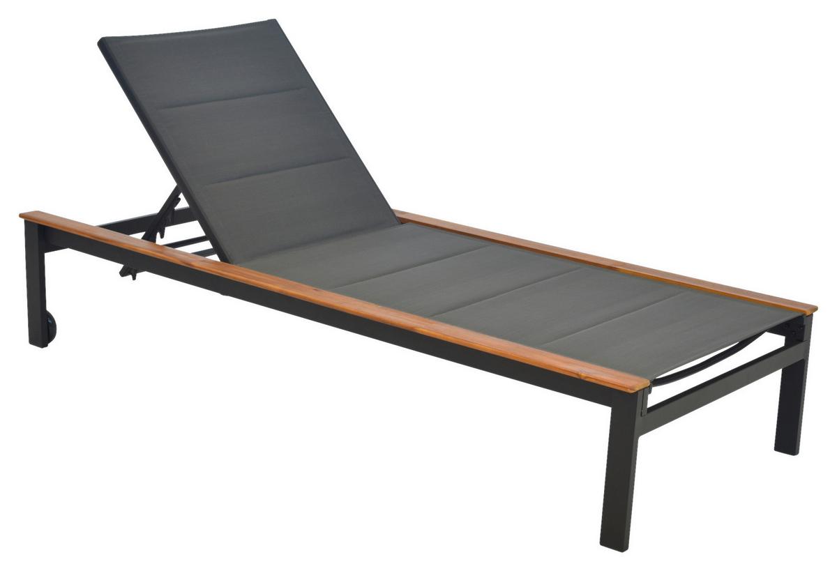Gartenliege Paxos Grau ca.84x198 cm Akazie - Graphitfarben/Naturfarben, MODERN, Holz/Kunststoff (198/103/84cm) - Gardenson