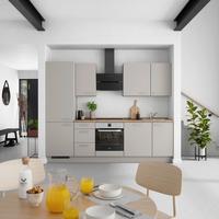 Küchenblock Touch High m. Geräten Grau - Eiche dunkel/Edelstahlfarben, MODERN, Holzwerkstoff/Metall (270cm) - Nobilia