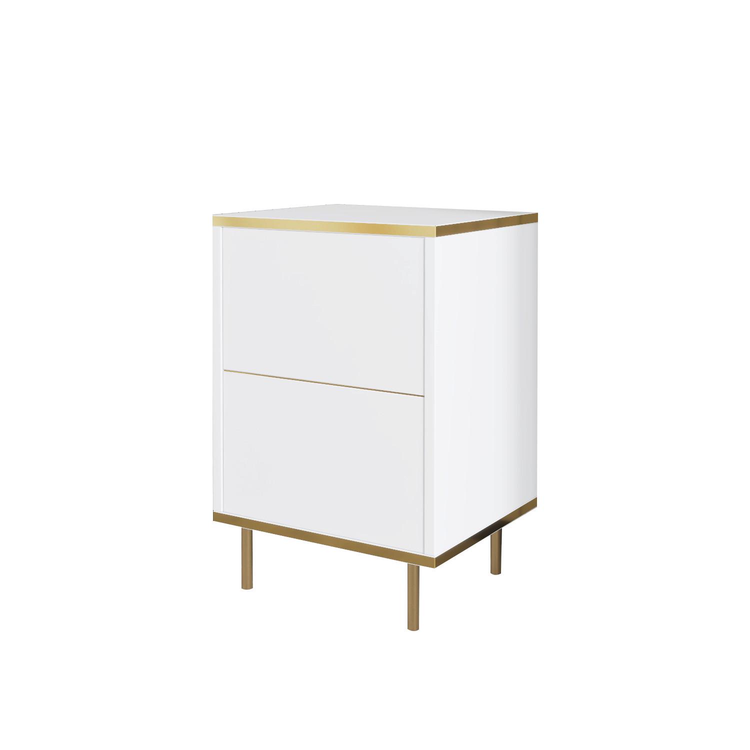 NACHTTISCH IMAJ NACHTTISCH - Weiss/Goldfarben, Design, Holzwerkstoff/Metall (40/60/35cm) - Livetastic