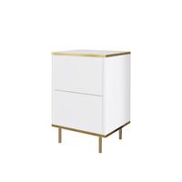 NACHTTISCH IMAJ NACHTTISCH - Weiss/Goldfarben, Design, Holzwerkstoff/Metall (40/60/35cm) - Livetastic
