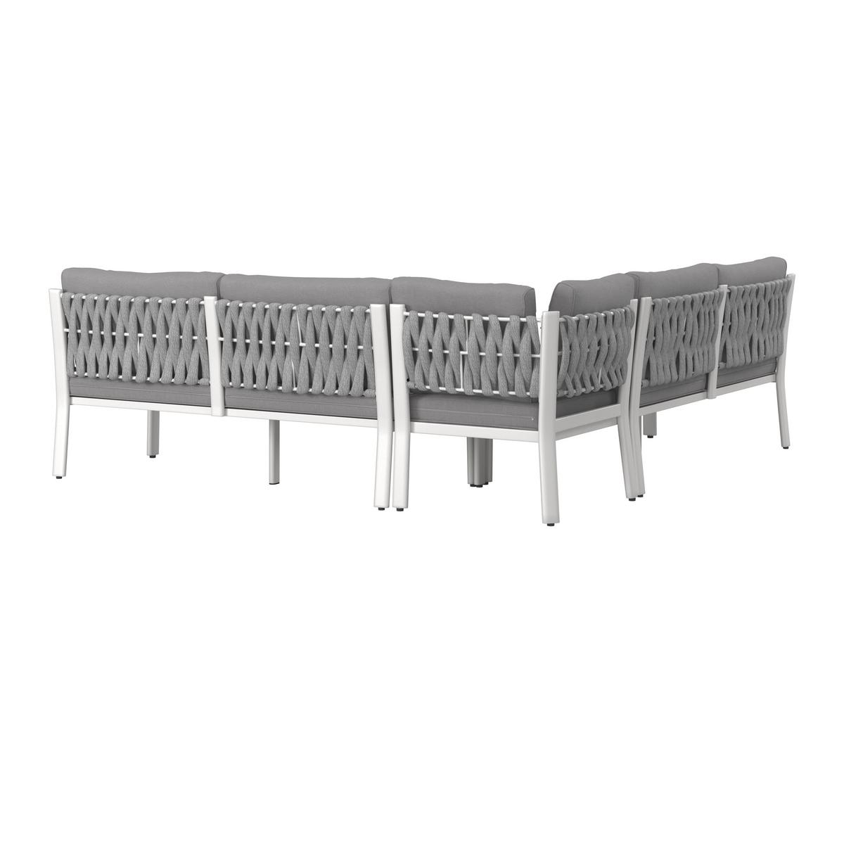 DINING-LOUNGESET ELISA - Weiss/Dunkelgrau, Modern, Kunststoff/Textil (238/74/75cm) - Bessagi Garden