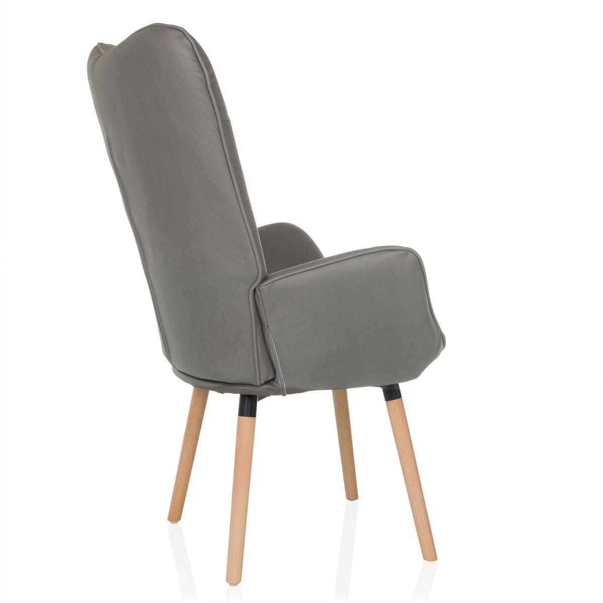 Fotelj Havenio I, Siva - siva/barve bukve, Moderno, tekstil/les (70/106/75cm) - MID.YOU