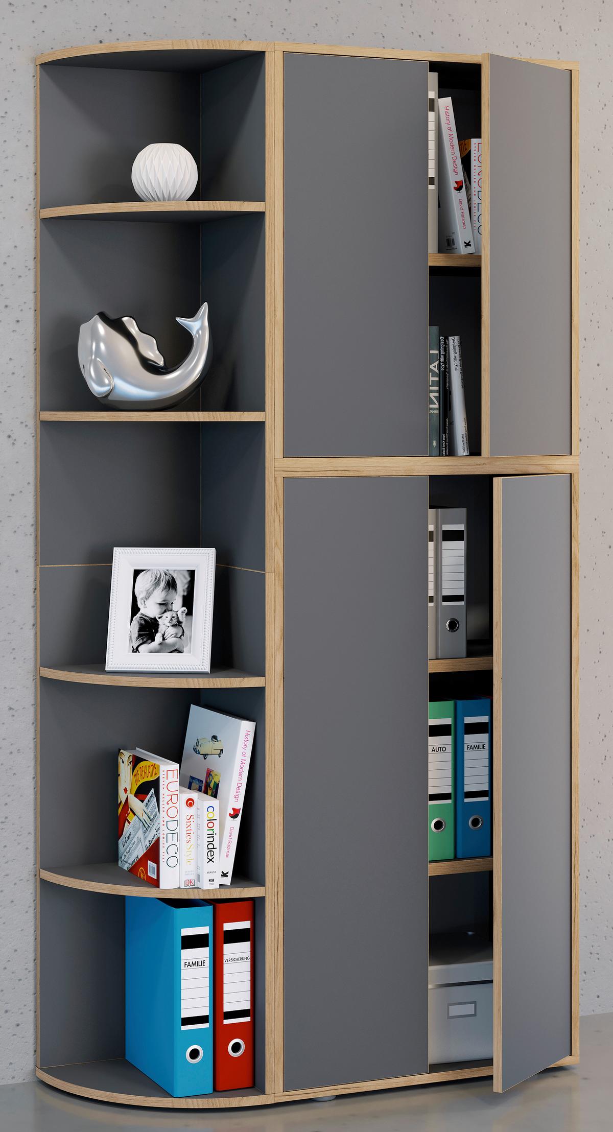 Eckregal Salia Anthrazit/Honigeiche - Honigeiche/Anthrazit, Design, Holzwerkstoff/Kunststoff (33/183/33cm) - Livetastic