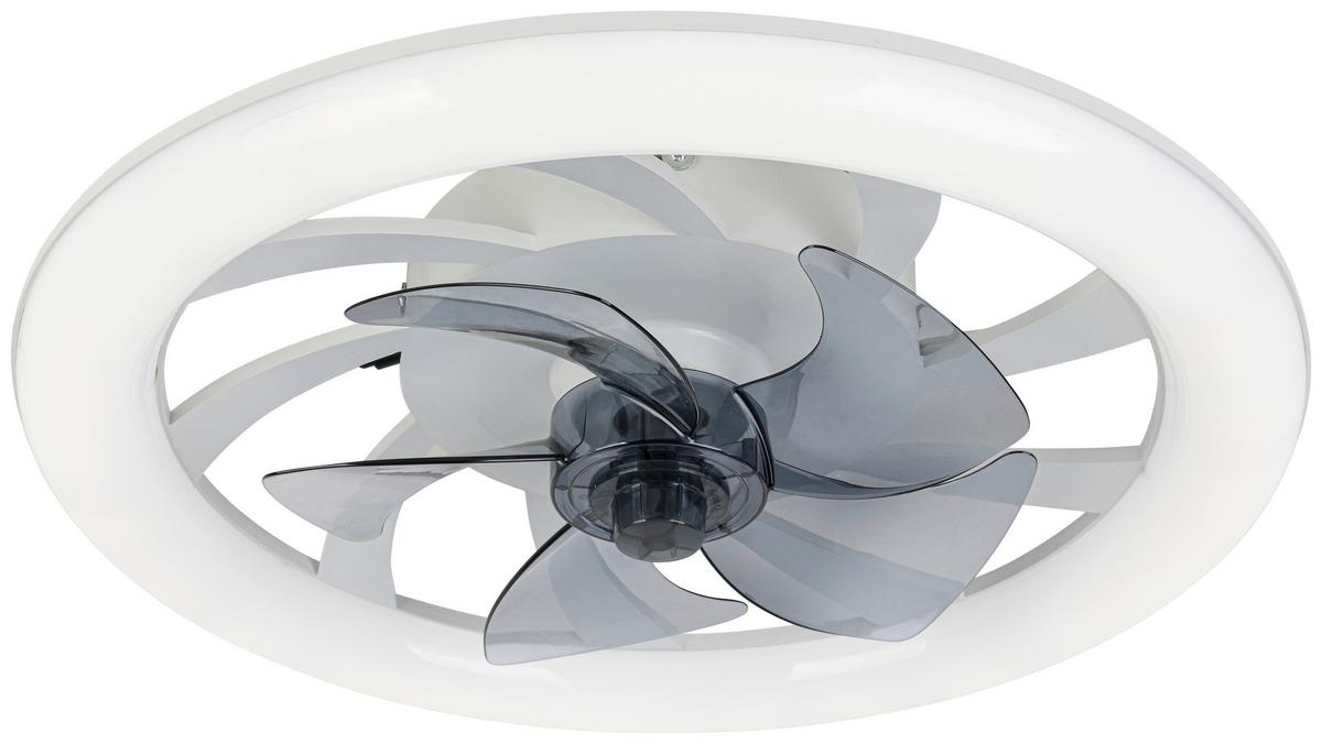 Ventilator de plafon Virti - alb/transparent, Modern, plastic (50/12cm) - Mömax