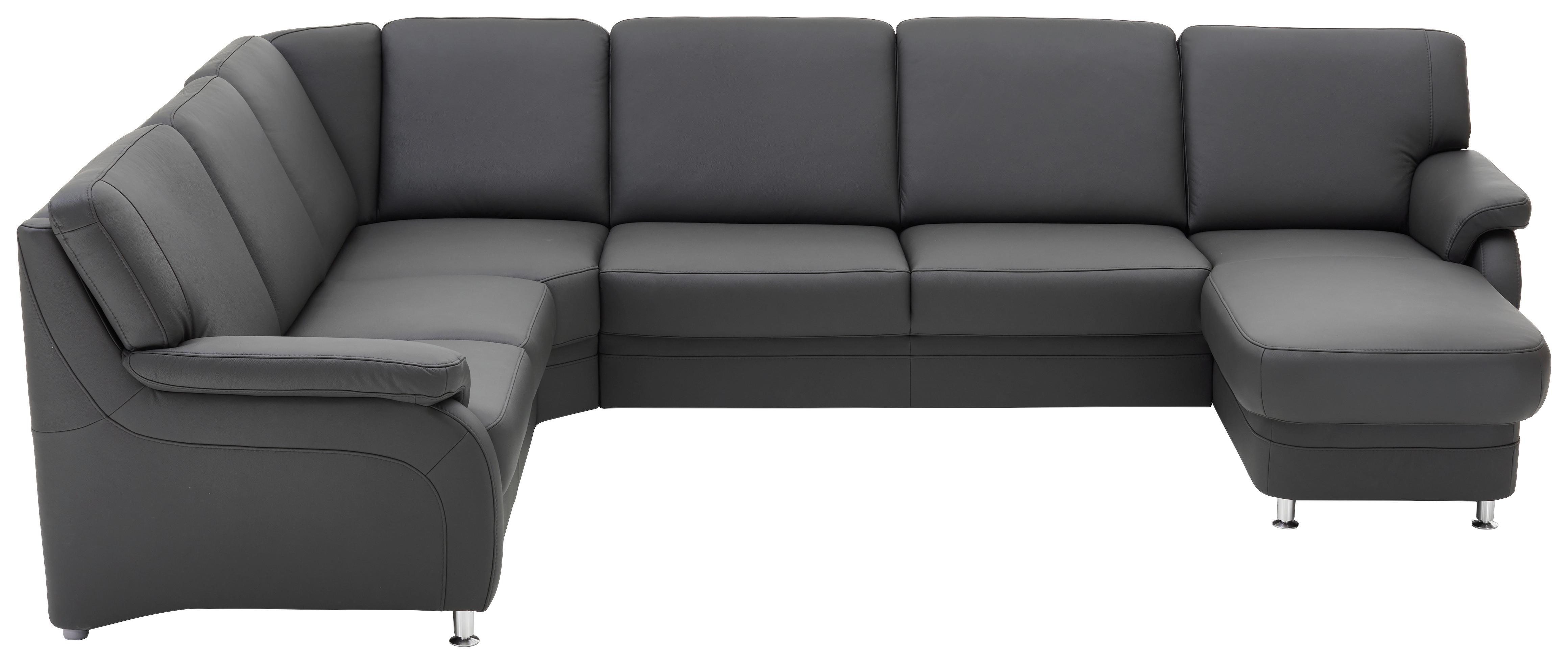 DUŻY NAROŻNIK TAULON - antracytowy/kolor aluminiowy, Konventionell, skóra/metal (239/329/165cm) - Beldomo Premium