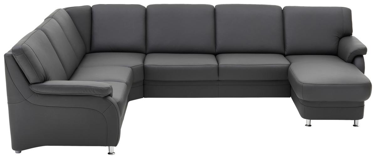 DUŻY NAROŻNIK TAULON - antracytowy/kolor aluminiowy, Konventionell, skóra/metal (239/329/165cm) - Beldomo Premium