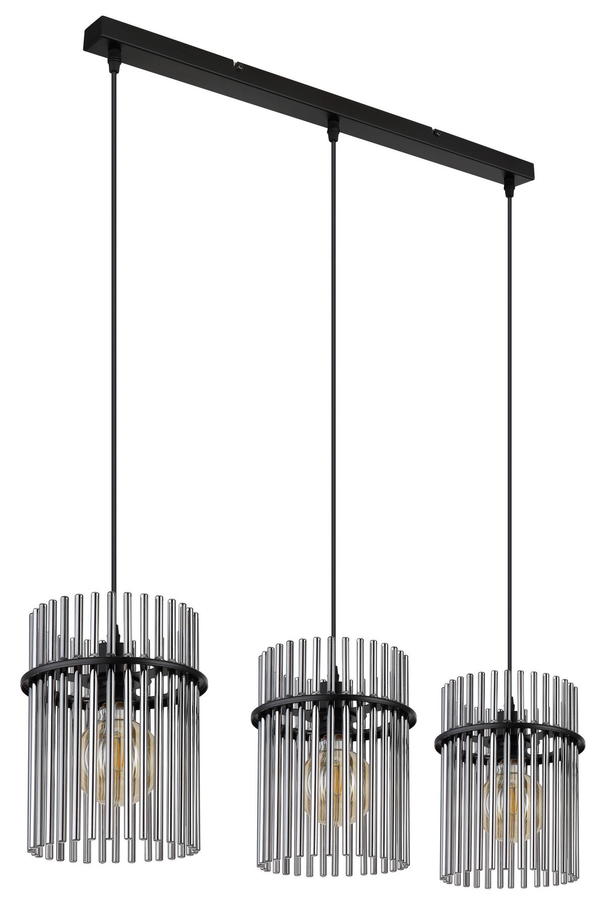 Függőlámpa 15698-3h Gorley - fekete/szürke, Design, műanyag/üveg (80/20/140cm) - Globo