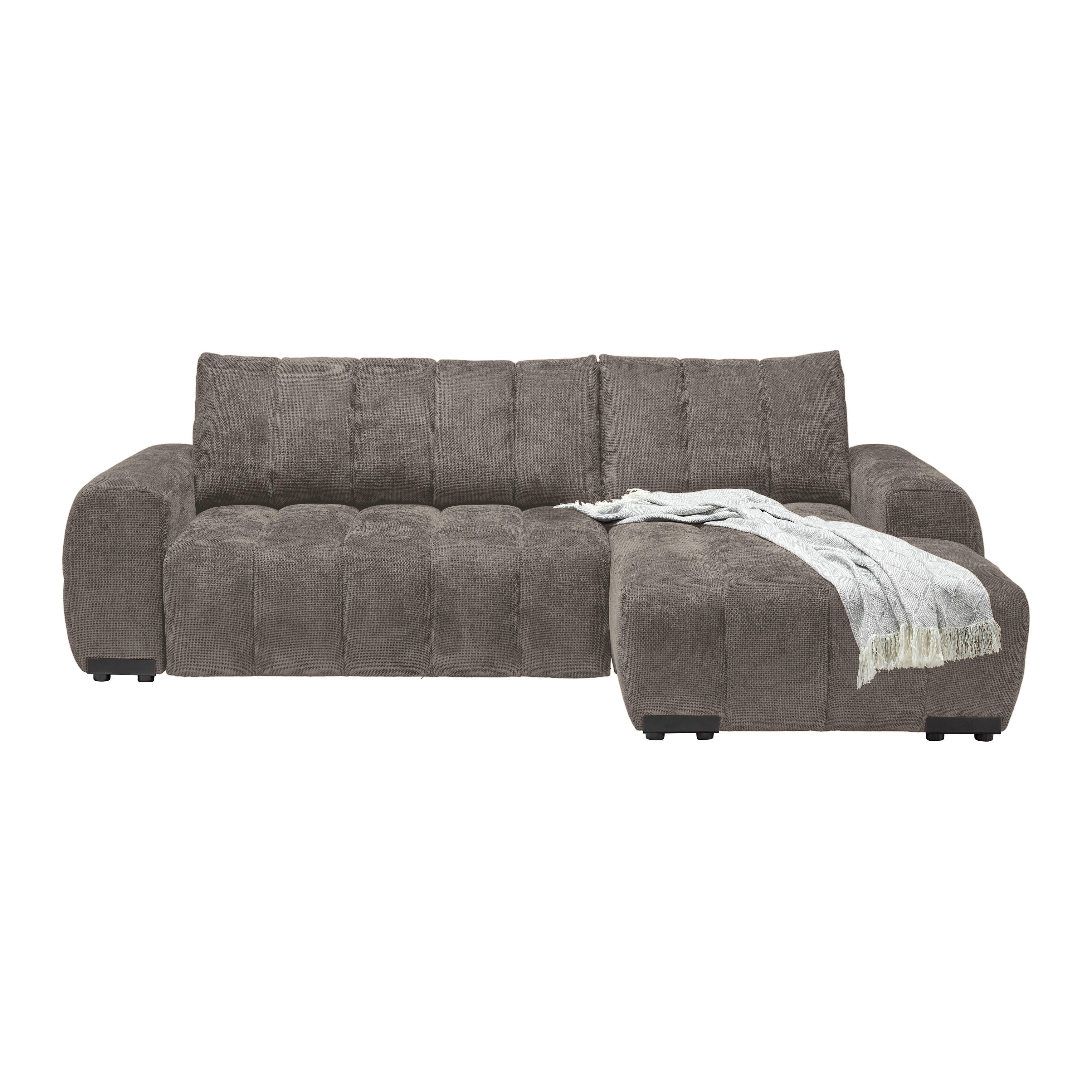 Wohnlandschaft Bolonia Graubraun - Schwarz Hochglanz/Graubraun, MODERN, Textil/Metall (273/93/166cm) - Mömax