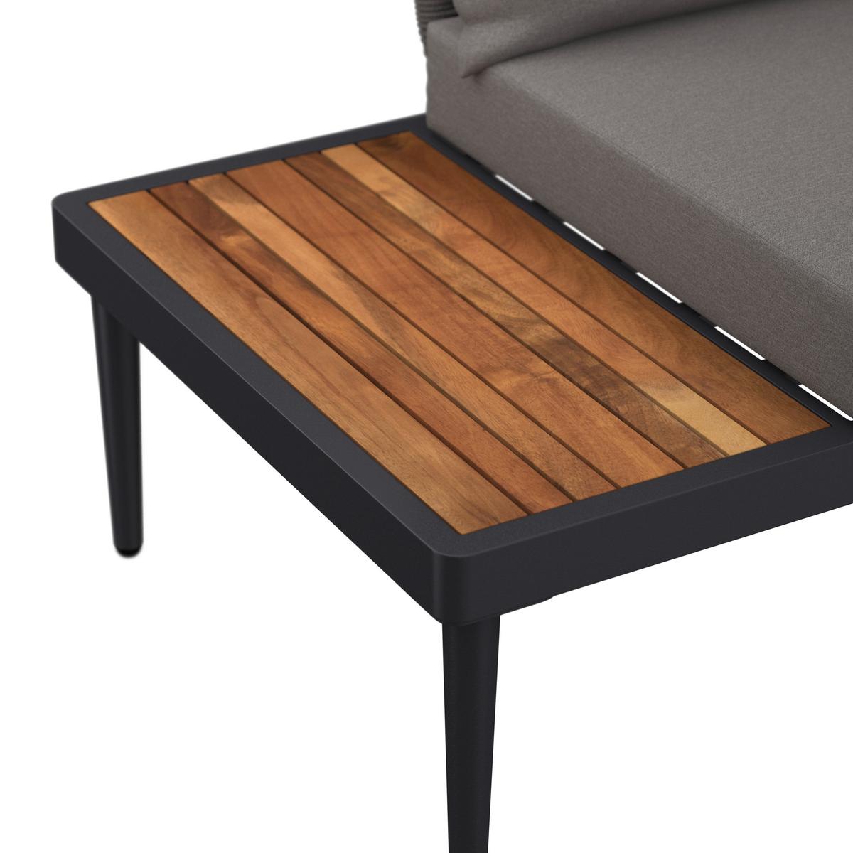Lounge Garnitura Basel, Siva, Akacija, 3-Delno - siva/naravne barve, Moderno, kovina/steklo (186/150cm) - Beldano