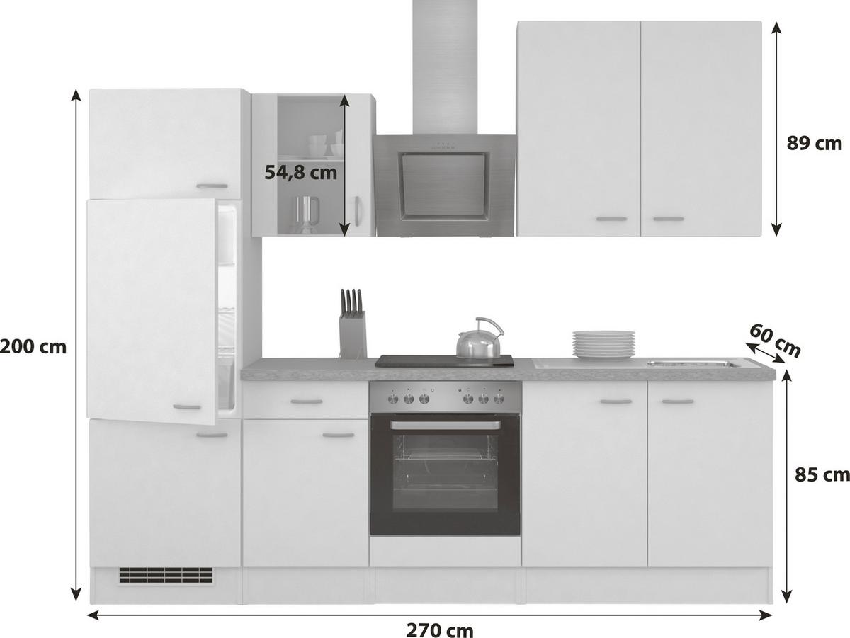 Kuhijski Blok Z Aparati Nano, Barva Bukve - barve nerjavečega jekla/barve bukve, Moderno, umetna masa/steklo (270cm) - FlexWell