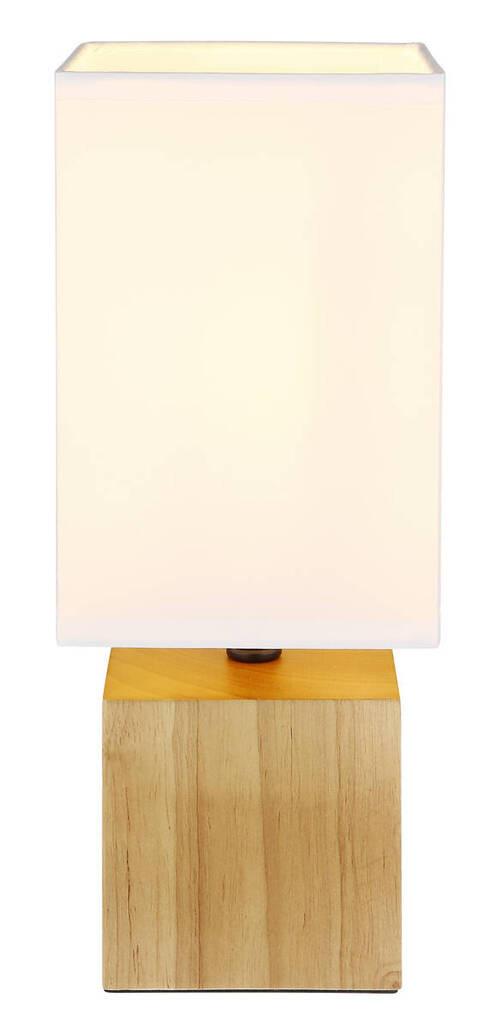 Tischeleuchte Valentino in Weiß/Natur max. 7 Watt - Weiß/Naturfarben, Basics, Holz/Textil (12/12/30cm) - Globo