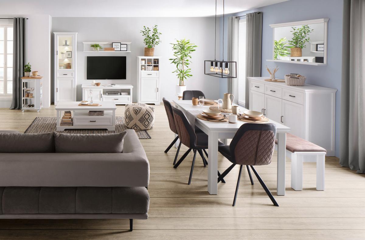 vitrine in Pinienfarben - couleur de pin, Romantik / Landhaus, métal/matériau de bois (93/204/42cm) - Zandiara