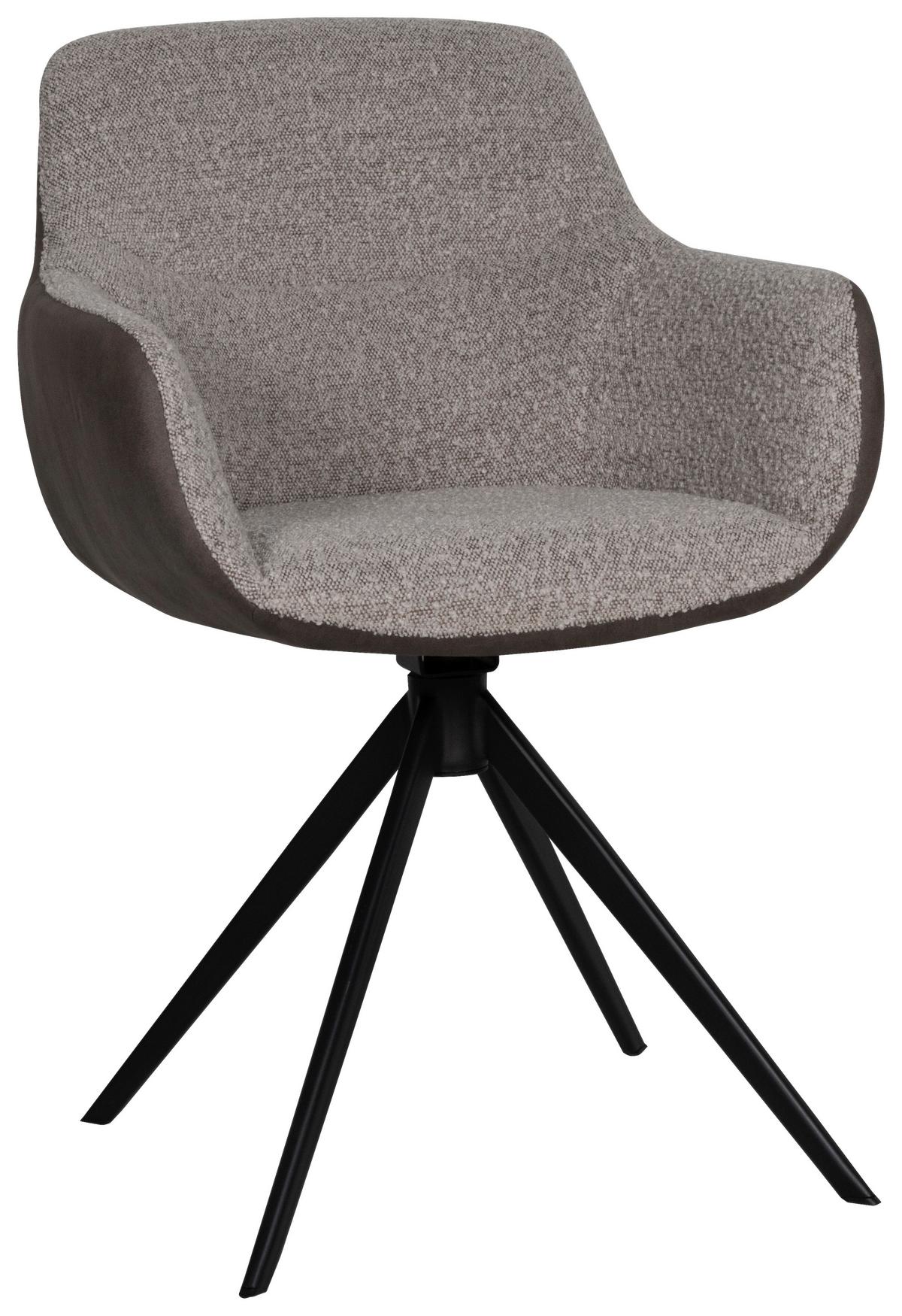 KRZESŁO Z PODŁOKIETNIKAMI FONS - kolor bagienny/greige, Design, metal/tkanina (61/85/61cm) - Valdera