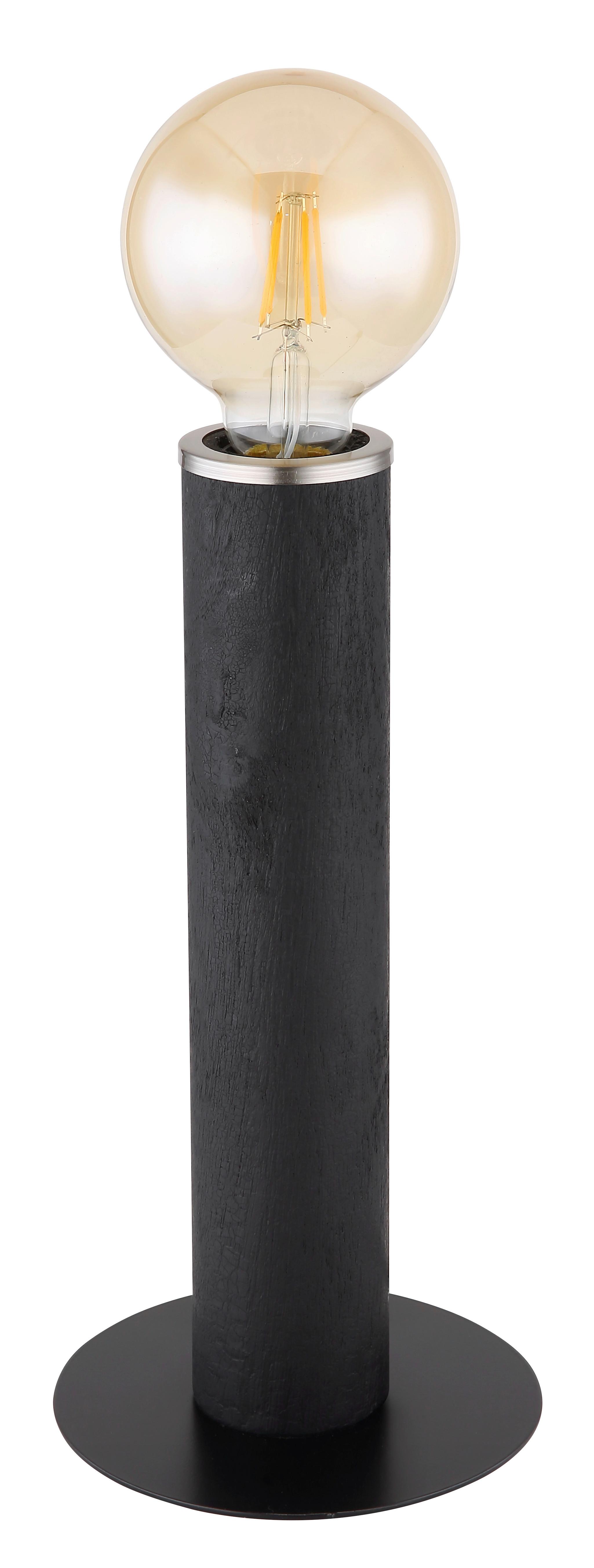 Tischleuchte Marion Schwarz/Nickel max. 60 Watt - Schwarz/Nickelfarben, Basics, Holz/Textil (15/30,5cm) - Globo